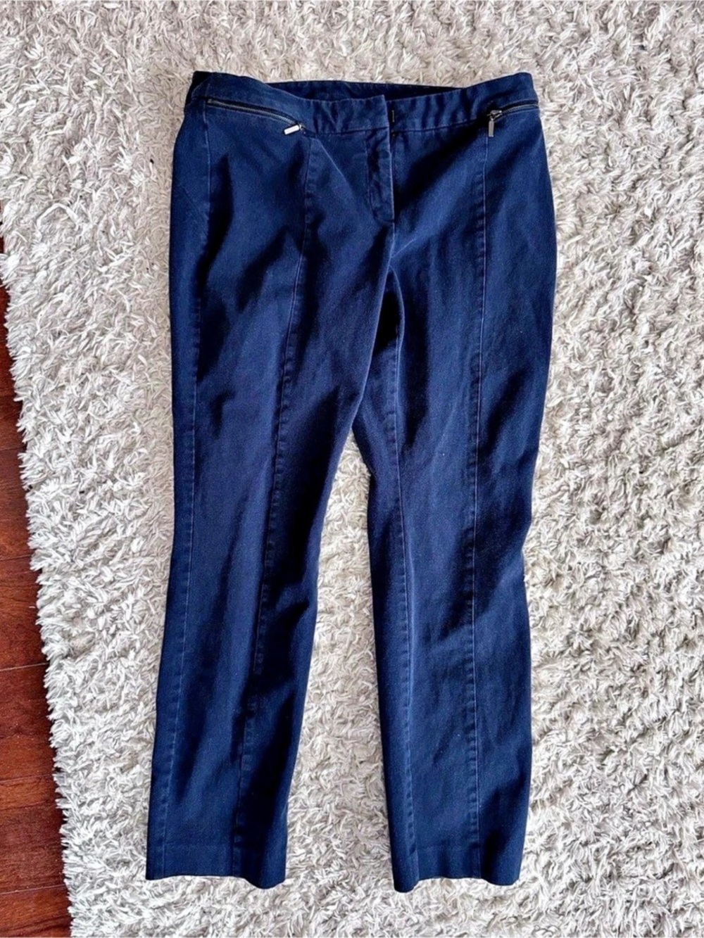 Alfani Tummy Control Zipper Pocket Slim Leg Pants Blue Size 10